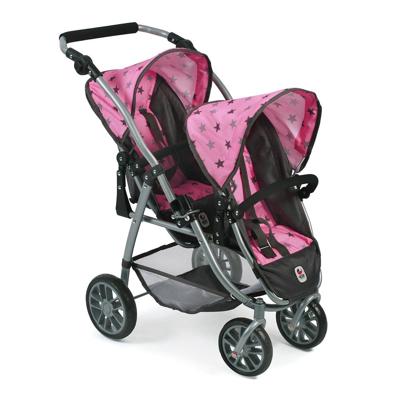 Tweeling Poppenwagen Vario - Stars Grijs