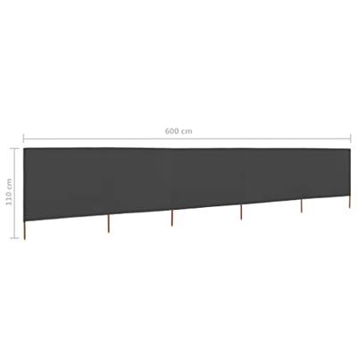 VidaXL Windscherm 5-panelen 600x80 cm stof antraciet