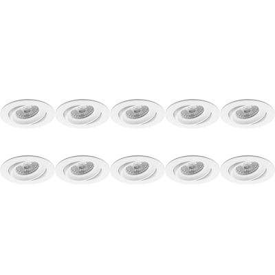 Spot Armatuur 10 Pack - Pragmi Delton Pro - GU10 Inbouwspot - Rond - Wit - Aluminium - Kantelbaar - Ø82mm