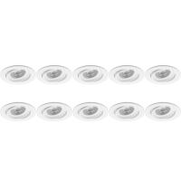 Spot Armatuur 10 Pack - Pragmi Delton Pro - GU10 Inbouwspot - Rond - Wit - Aluminium - Kantelbaar - Ø82mm - thumbnail