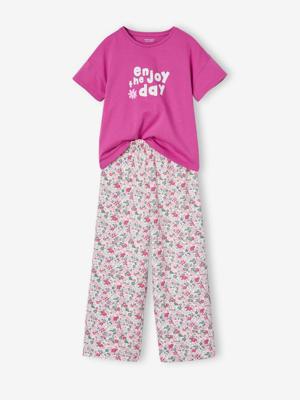 Meisjesset T-shirt + broek met wijde pijpen paars Meisjesset T-shirt + broek met wijde pijpen paars