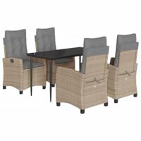5-delige Tuinset met kussens poly rattan gemengd beige - thumbnail