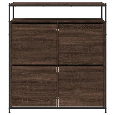 Schoenenkast met 4 klaplades 100x34x112 cm bruin eikenkleur