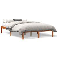 Bedframe zonder matras massief grenenhout wasbruin 135x190 cm - thumbnail