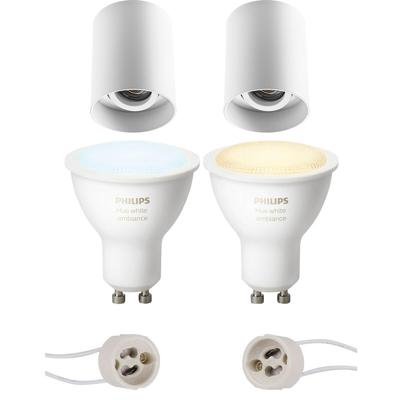 Philips Hue Kantelbare Opbouwspot GU10 Set - Mat Wit - Ø90mm