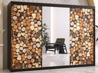 Kledingkast DREMBO 3 schuifdeuren 250 cm mat zwart met spiegel - thumbnail