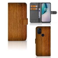 OnePlus Nord N10 | Book Style Case | Donker Hout - thumbnail
