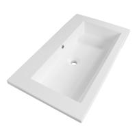 Brauer Solar Slim Wastafel - 80 cm - met 1 Spoelbak en 0 Kraangaten - Mineraalmarmer Zijdeglans Wit - thumbnail
