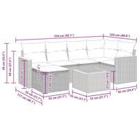 6-delige Loungeset met kussens poly rattan beige - thumbnail