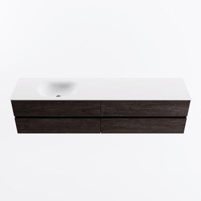 MONDIAZ VICA 200cm badmeubel onderkast Dark Brown 4 lades. Wastafel MOON links 1 kraangat, kleur Talc.