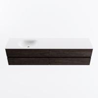MONDIAZ VICA 200cm badmeubel onderkast Dark Brown 4 lades. Wastafel MOON links 1 kraangat, kleur Talc. - thumbnail