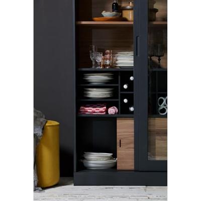 WOOOD Vitrinekast 'James' Grenen, 200 x 125cm, kleur Zwart