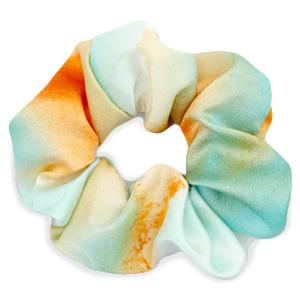 scrunchie Zijde Turquoise-orange