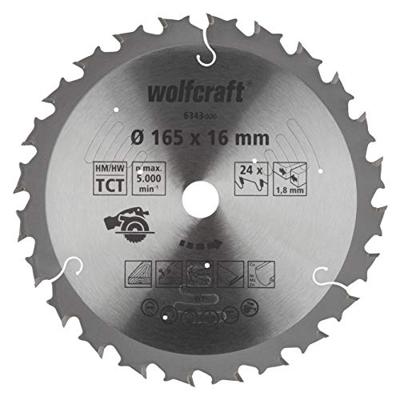 Wolfcraft Handcirkelzaagblad | Voor accu-handcirkelzagen | HM | 24 Zähne | Ø165mm | 1 stuk - 6343000 Wolfcraft Handcirkelzaagblad | Voor accu-handcirkelzagen | HM | 24 Zähne | Ø165mm | 1 stuk - 6343000