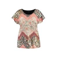 MS Mode top met all over print zand/oudroze/zwart - thumbnail