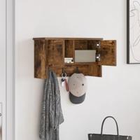 Wandgemonteerde kapstok met plank Gerookt eiken 50 x 20 x 30 cm - thumbnail