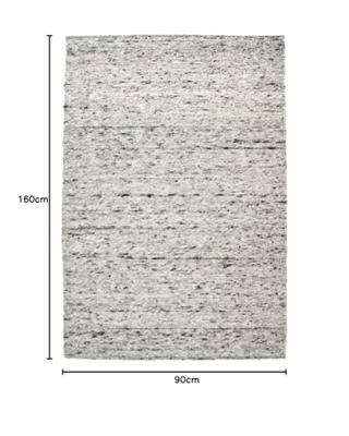 Tapeso Wollen vloerkleed handweef Ylva - grijs - 90x160 cm
