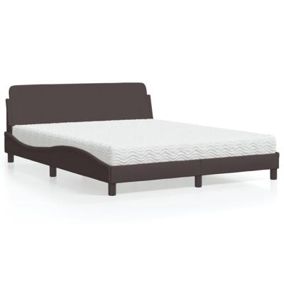 Bed met matras "Dover" stof donkerbruin 160x200 cm