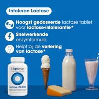 Lactase 20.000 - 150 Breektabletten | Lactose Intolerantie | Hoogst gedoseerd | Bevat Lactase dat helpt bij het verteren van Lactose | Puur & vegan - thumbnail