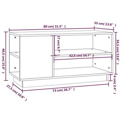 Tv-meubel 80x35x40,5 cm massief grenenhout grijs
