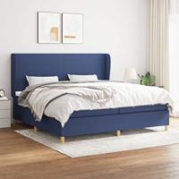 Boxspring met matras stof blauw 200x200 cm - thumbnail