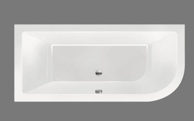 Xenz Principe ligbad 180x80x50cm links met poten zonder afvoer Acryl Ebony mat (mat zwart/antraciet) 6922-29