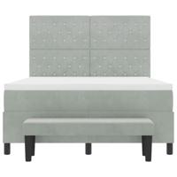 Boxspring Bed met Matras & Bank Lichtgrijs 140x190 cm Fluweel - thumbnail