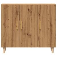 Dressoir 90x34x80 cm bewerkt hout artisanaal eikenkleur - thumbnail
