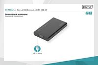 DIGITUS DA-71112 - Storage enclosure - mSATA - SATA 6Gb/s - 6 Gbit/s - USB 3.0 - zwart - thumbnail