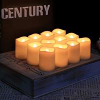 12 x LED waskaarsen warm wit met afstandsbediening, timer & batterijen - thumbnail