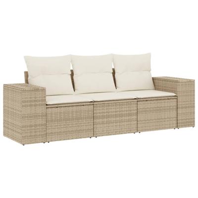 3-delige Loungeset met kussens poly rattan beige 3-delige Loungeset met kussens poly rattan beige