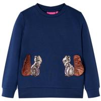 Kindertrui met eekhoorns van pailletten 140 marineblauw - thumbnail