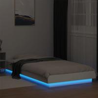 Bedframe met LED-verlichting bewerkt hout wit 90x200 cm - thumbnail