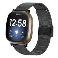 Fitbit Versa 3/4 & Sense 1/2 - Milanese bandje met klemsluiting - Zwart - thumbnail