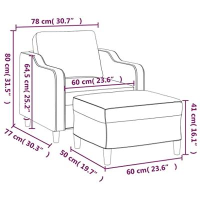 Fauteuil met voetenbank 60 cm stof zwart