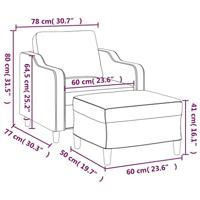 Fauteuil met voetenbank 60 cm stof bruin - thumbnail