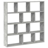 Wandschap kubus 12 vakken bewerkt hout betongrijs - thumbnail