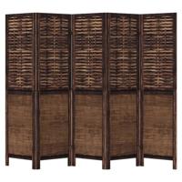 Kamerscherm met 5 panelen massief paulowniahout donkerbruin - thumbnail