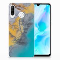 Huawei P30 Lite | TPU | Siliconen hoesje | Marble Blue Gold - thumbnail