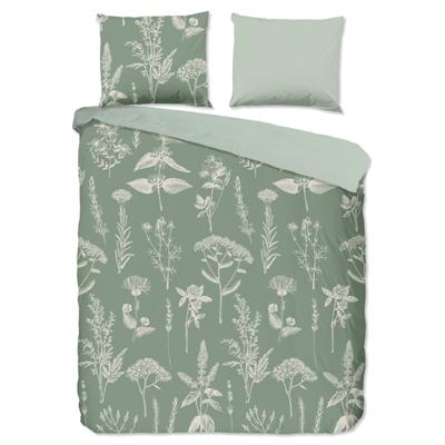 Good Morning Dekbedovertrek "bloemen" - Groen - (200x200/220 cm) - Katoen Flanel