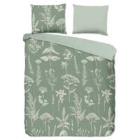 Good Morning Dekbedovertrek "bloemen" - Groen - (200x200/220 cm) - Katoen Flanel - thumbnail