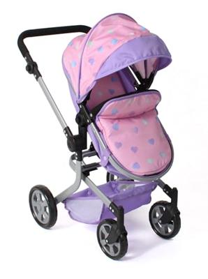Combi-poppenwagen Mika - Hearts Lila