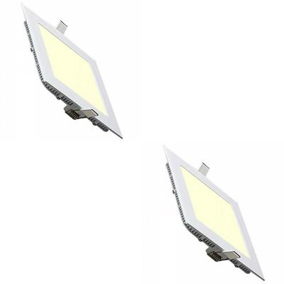 LED Downlight Slim 2 Pack - Inbouw Vierkant 3W - Warm Wit 2700K - Mat Wit Aluminium - 89mm