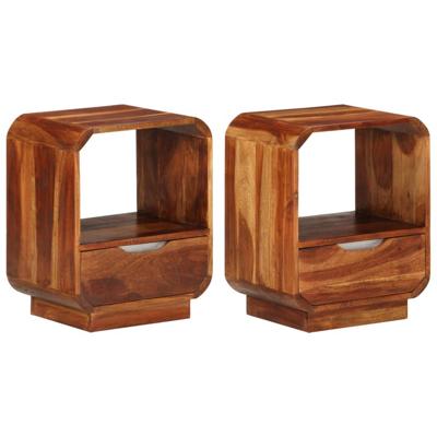Nachtkastje met lade 40x30x50 cm massief sheesham hout 2 st
