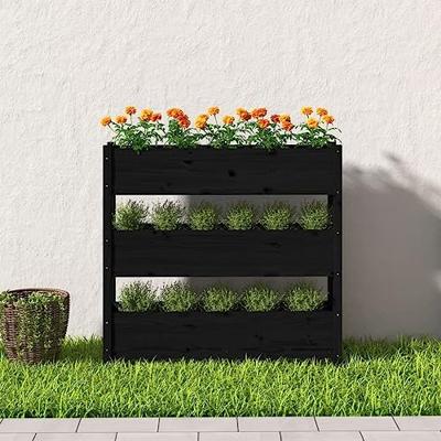 Plantenbak 112x25x104,5 cm massief grenenhout zwart