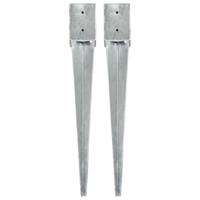 VidaXL Grondpinnen 2 st 10x10x76 cm gegalvaniseerd staal zilverkleurig - thumbnail