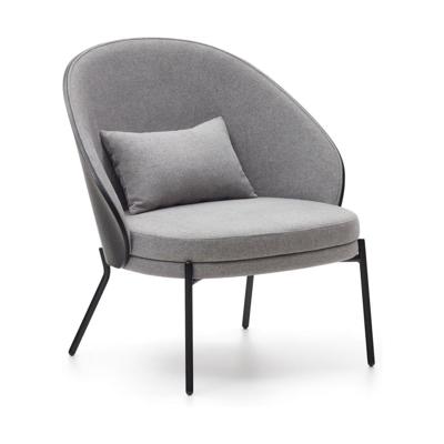 Kave Home Fauteuil 'Eamy' Essenhout, kleur Lichtgrijs/Zwart Kave Home Fauteuil 'Eamy' Essenhout, kleur Lichtgrijs/Zwart
