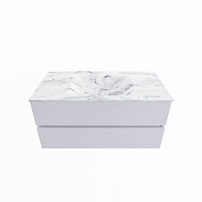 MONDIAZ VICA-DLUX 100cm badmeubel onderkast Cale 2 lades. Inbouw wastafel CLOUD midden zonder kraangat, kleur Glace.
