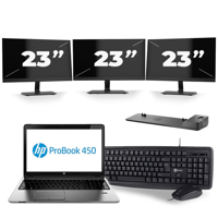 HP ProBook 450 G2 - Intel Core i3-5e Generatie - 15 inch - 8GB RAM - 256GB SSD - Windows 11 + 3x 23 inch Monitor - thumbnail