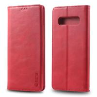Voor Galaxy S10 plus AZNS retro textuur magnetische horizontale Flip PU lederen draagtas met houder & kaartsleuven & fotolijstjes (rood) - thumbnail
